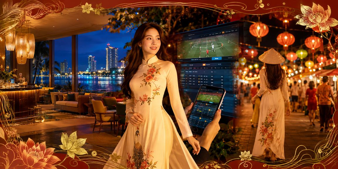 Không khí sôi động tại chợ đêm Nha Trang với bảng hiệu casino và cá cược trực tuyến